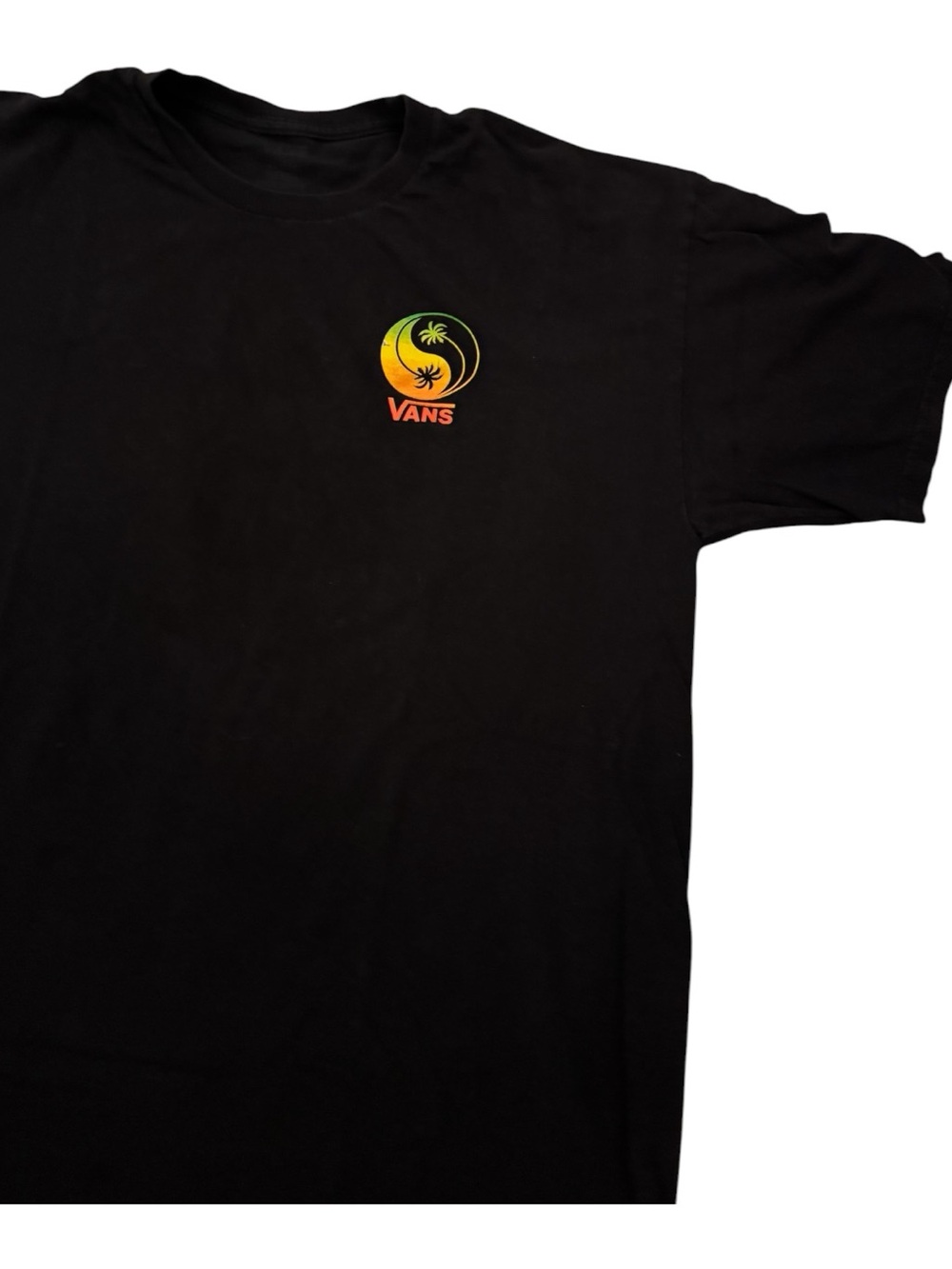 🛹😎Vans Men’s Black Yin Yang Palm Coastal Skater Short Sleeve Casual Tee | XL